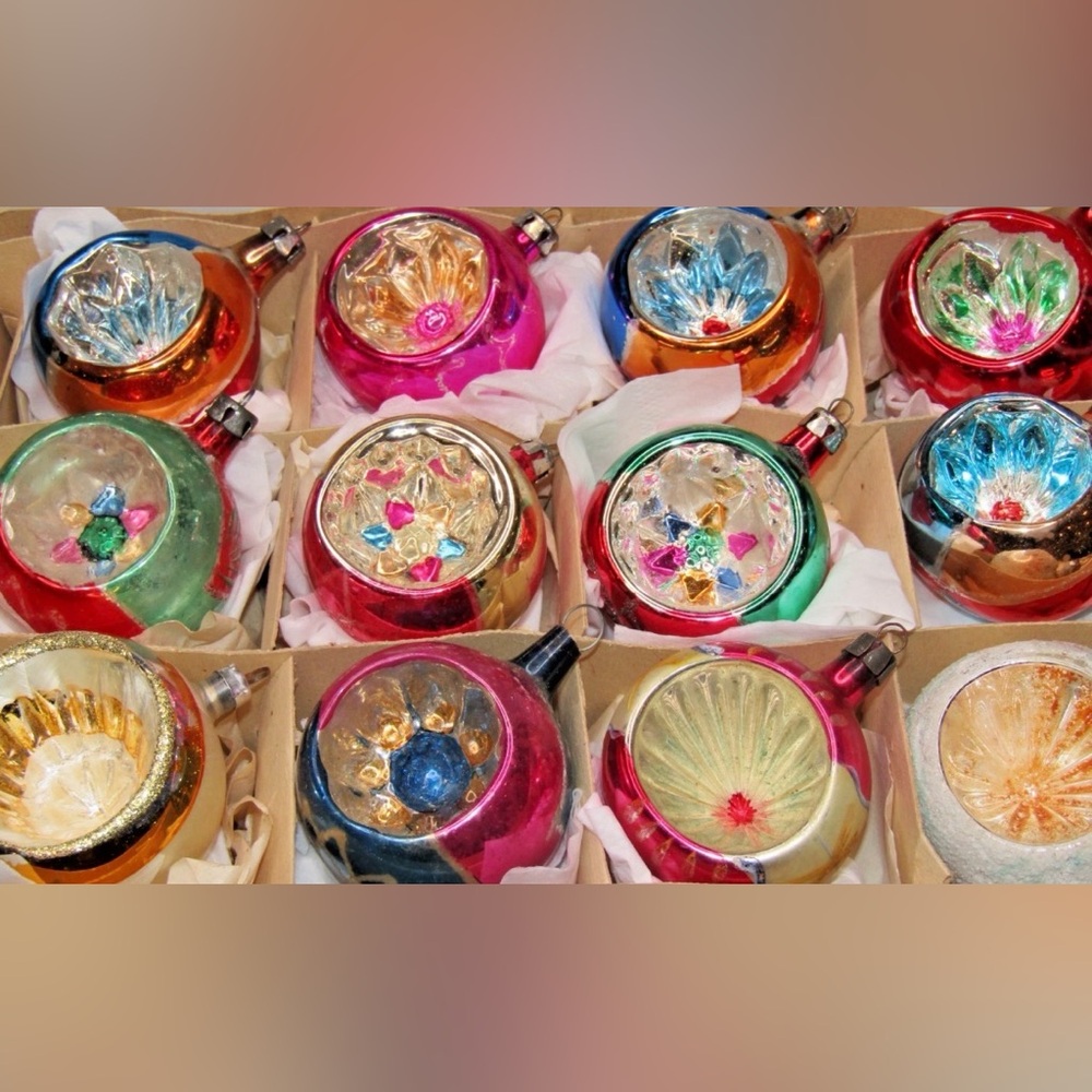 Colorful Vintage Christmas Ornaments Set- POLAND